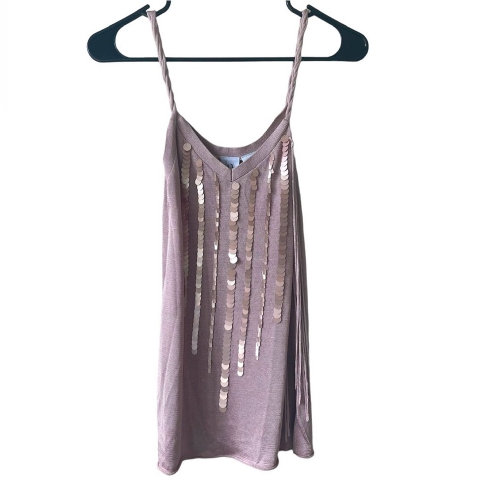 A|X Y2K Dusty Rose Sequin Paillette Knit Camisole Top